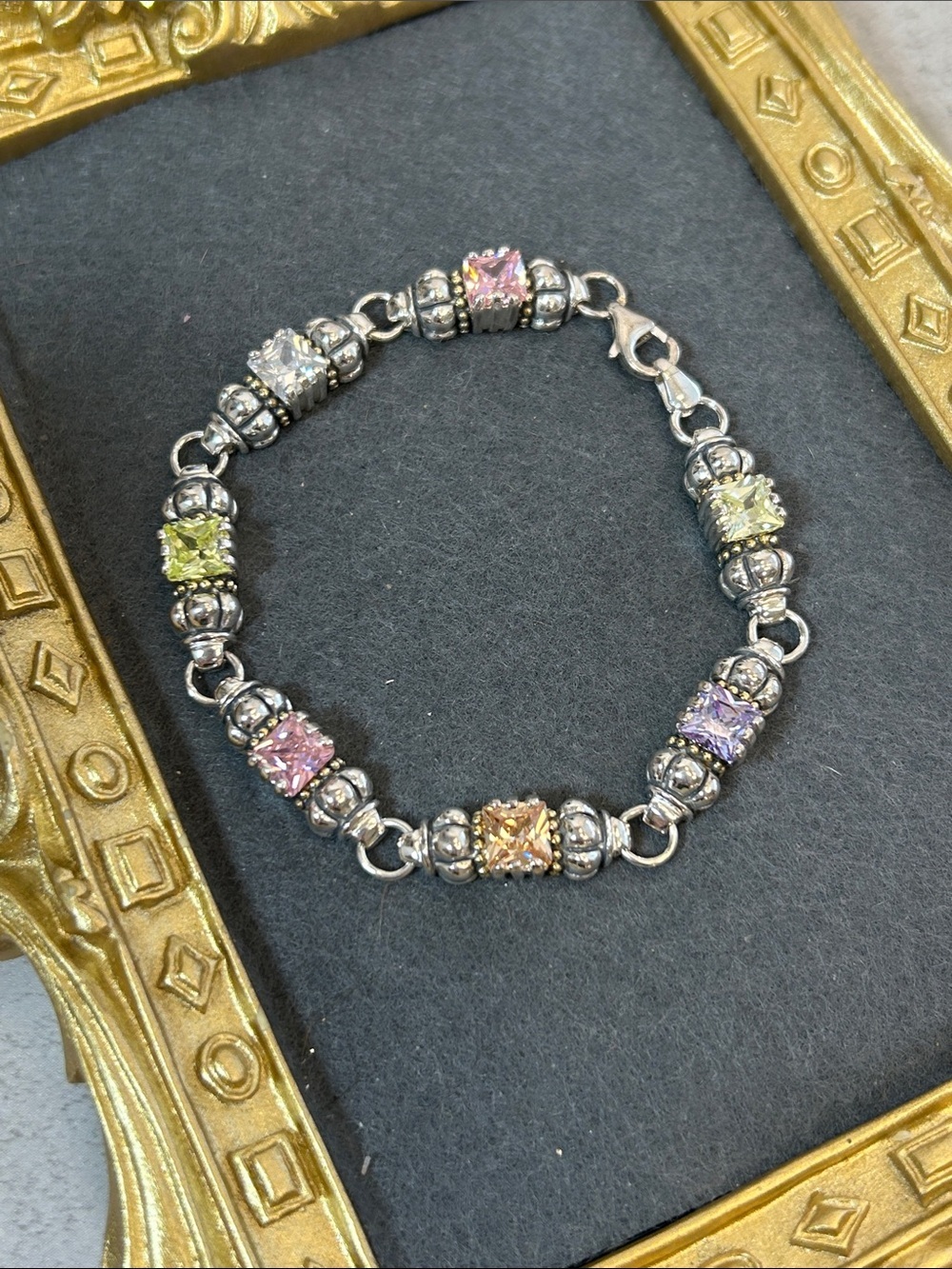 Multicolor Crystal 925 Sterling Silver Tennis Bracelet